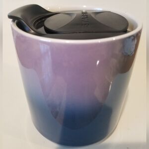 Starbucks Coffee Travelers Mug Ceramic Blue And Purple Ombre With Lid 8oz.